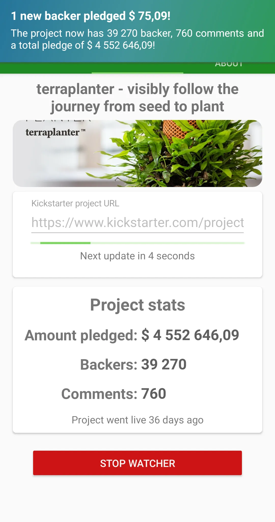 Pledge Watcher for Kickstarter | Indus Appstore | Screenshot