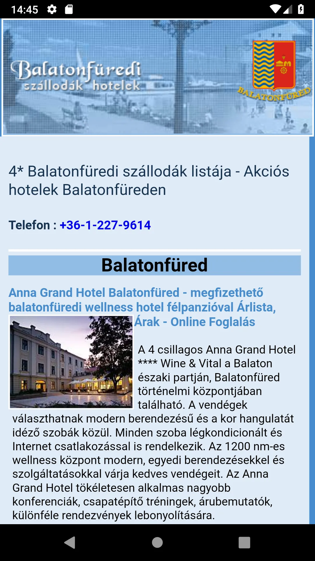 Balatonfüredi szállodák hotele | Indus Appstore | Screenshot