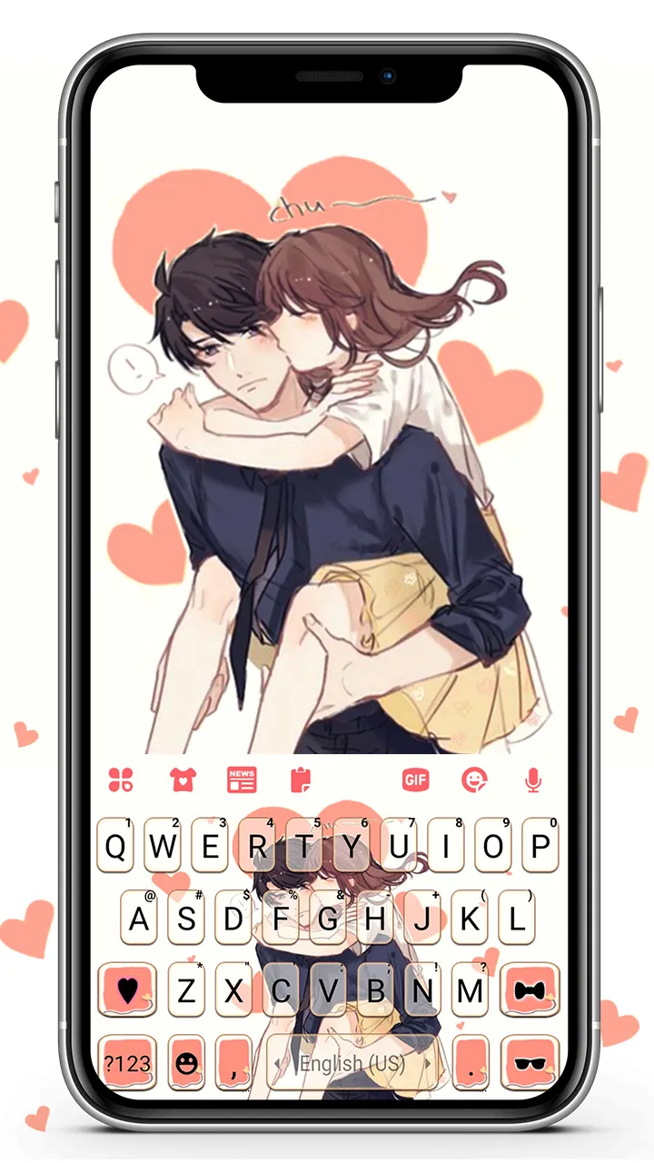 Anime Couple Love Keyboard Bac | Indus Appstore | Screenshot