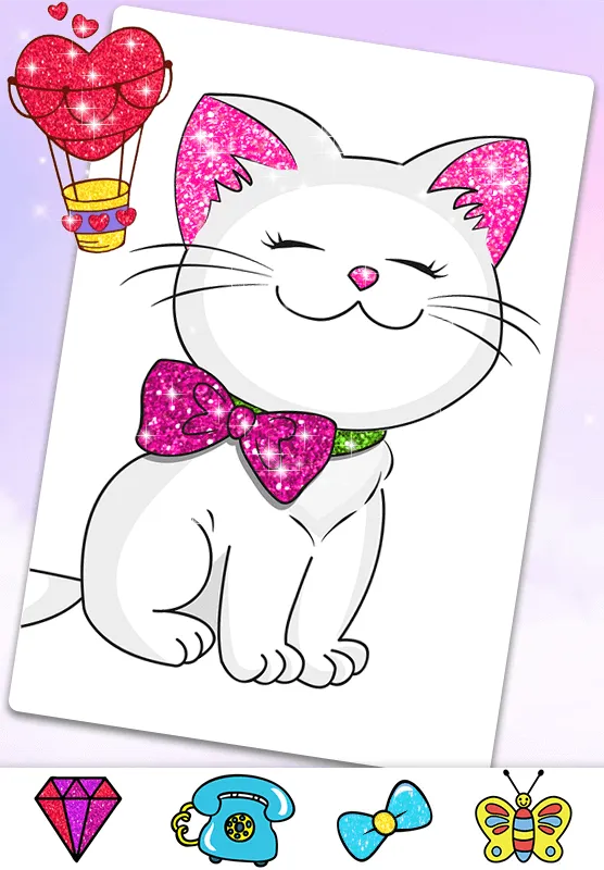 Glitter Cute Cat Coloring Book | Indus Appstore | Screenshot