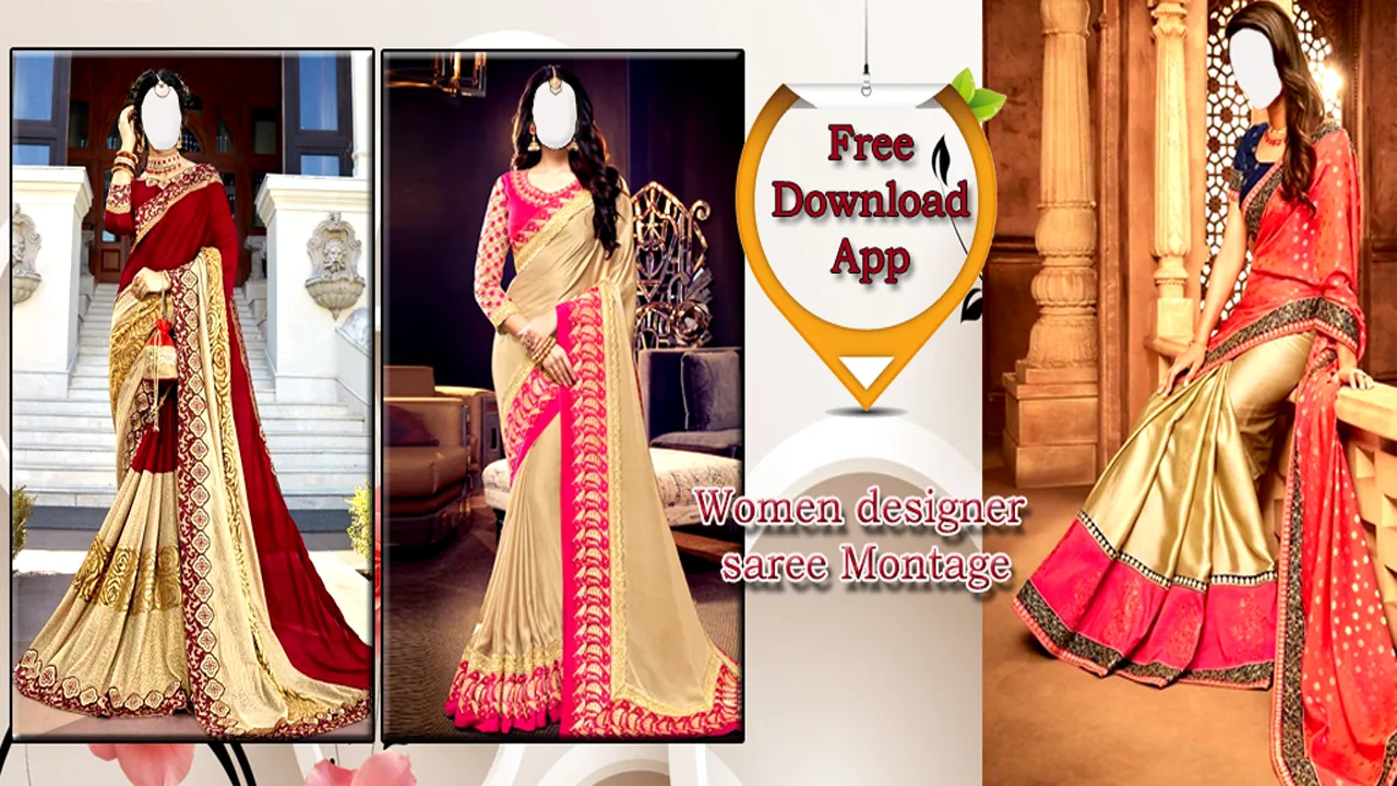 Women designer saree Montage | Indus Appstore | Screenshot