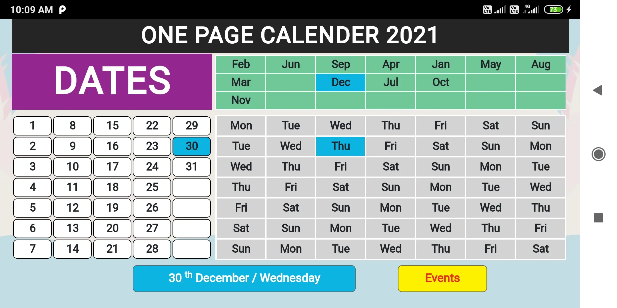 2021 One page calendar | Indus Appstore | Screenshot