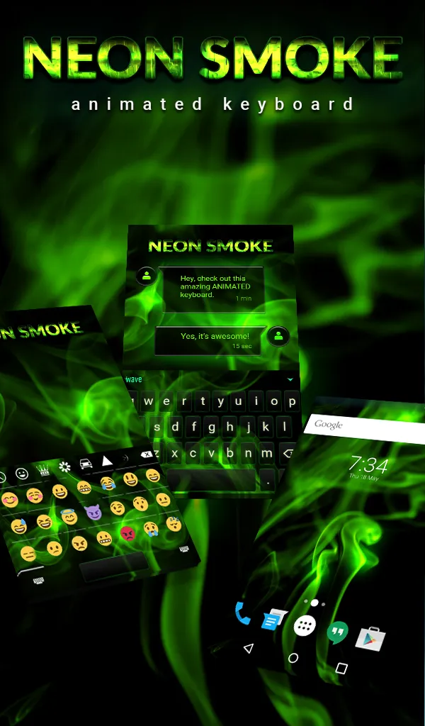 Neon Smoke Animated Keyboard + | Indus Appstore | Screenshot