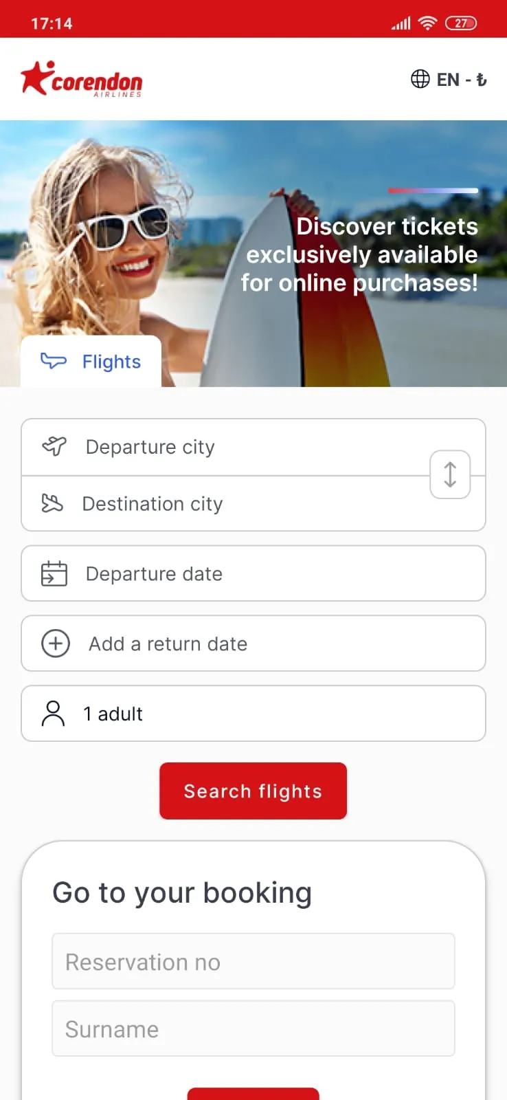 Corendon Airlines | Indus Appstore | Screenshot