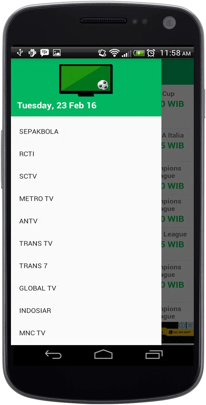 Jadwal Siaran Bola dan TV | Indus Appstore | Screenshot