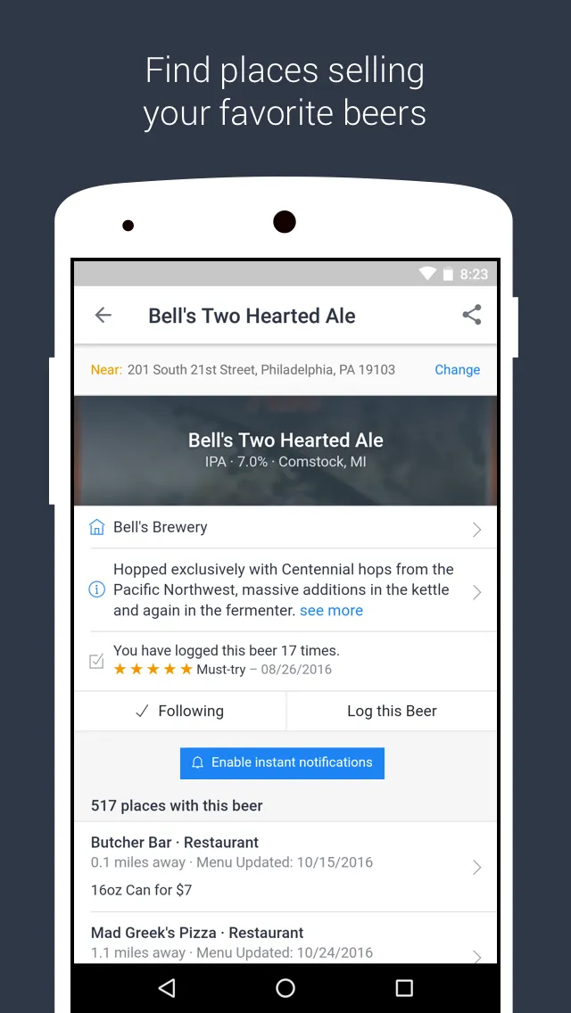 BeerMenus - Find Great Beer | Indus Appstore | Screenshot