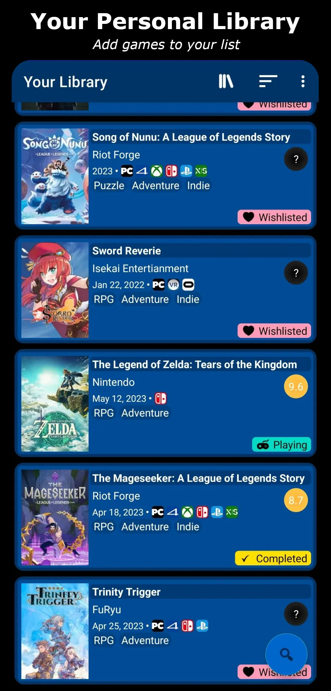 QuestLog - Video Game Manager | Indus Appstore | Screenshot