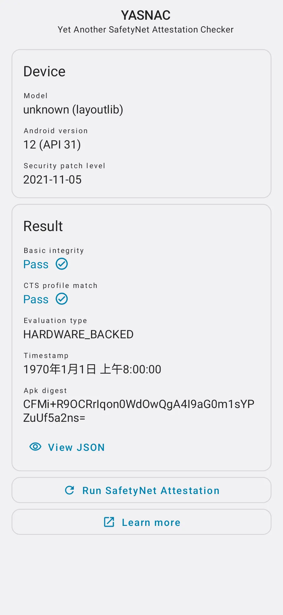 YASNAC - SafetyNet Checker | Indus Appstore | Screenshot