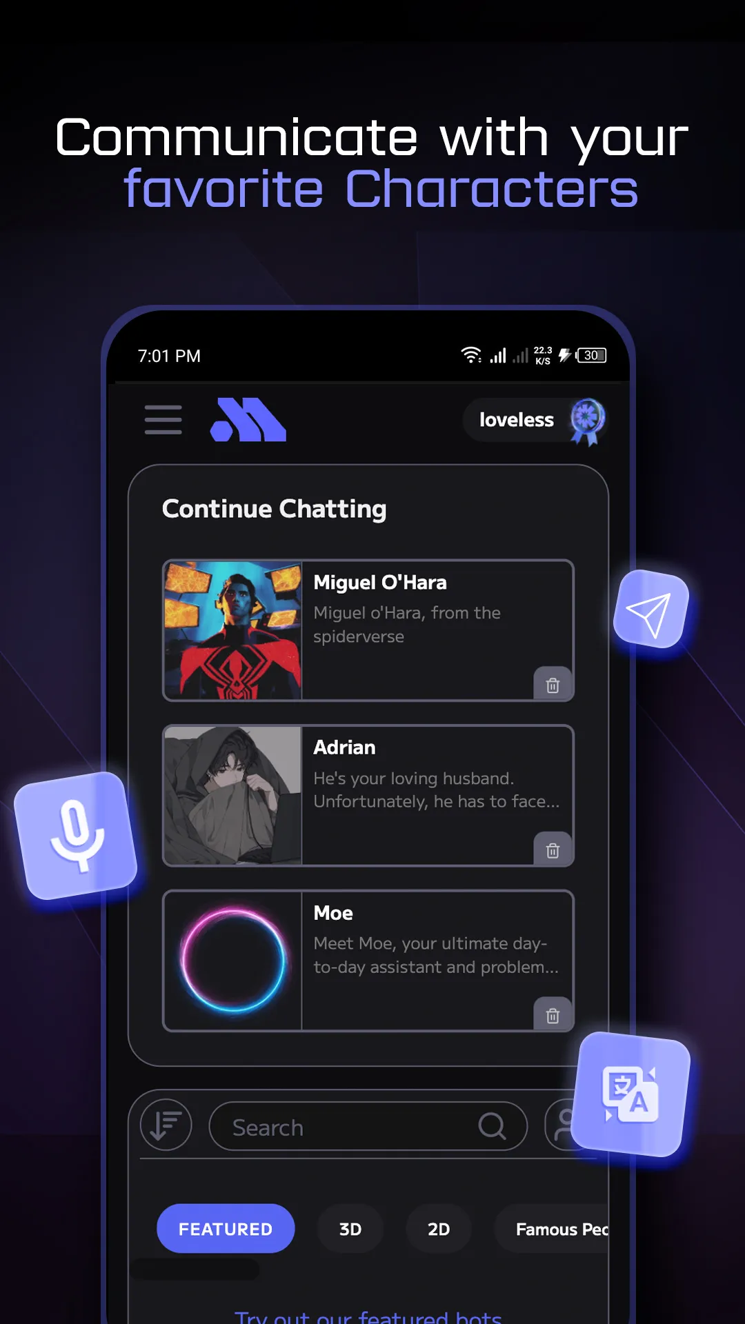 Moemate: Character AI Chat | Indus Appstore | Screenshot