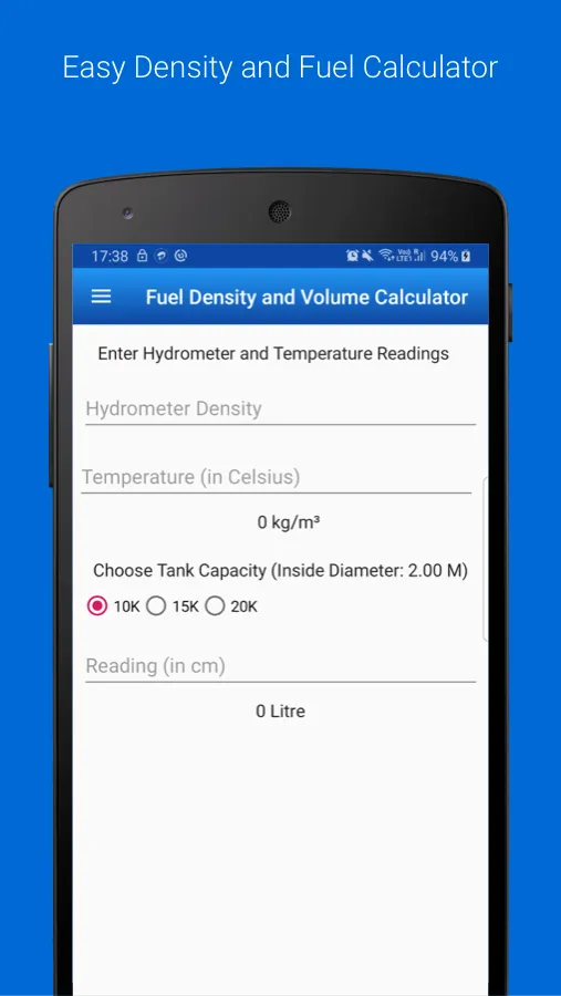 Fuel Density and Volume Calc | Indus Appstore | Screenshot