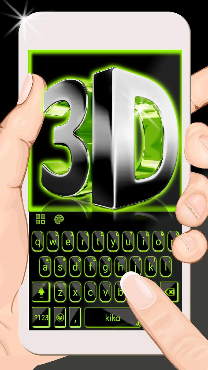 Neon 3d Green Black Tech Keybo | Indus Appstore | Screenshot