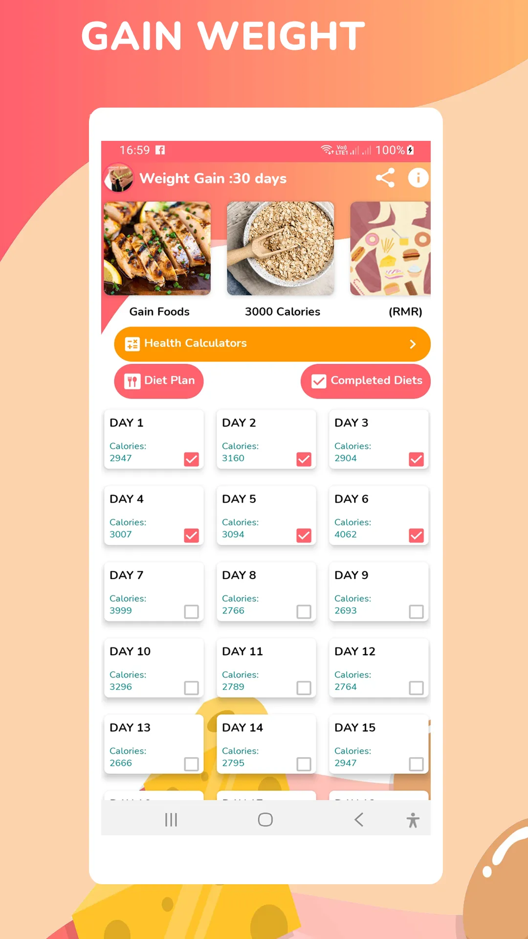 Gain Weight :30 days diet plan | Indus Appstore | Screenshot