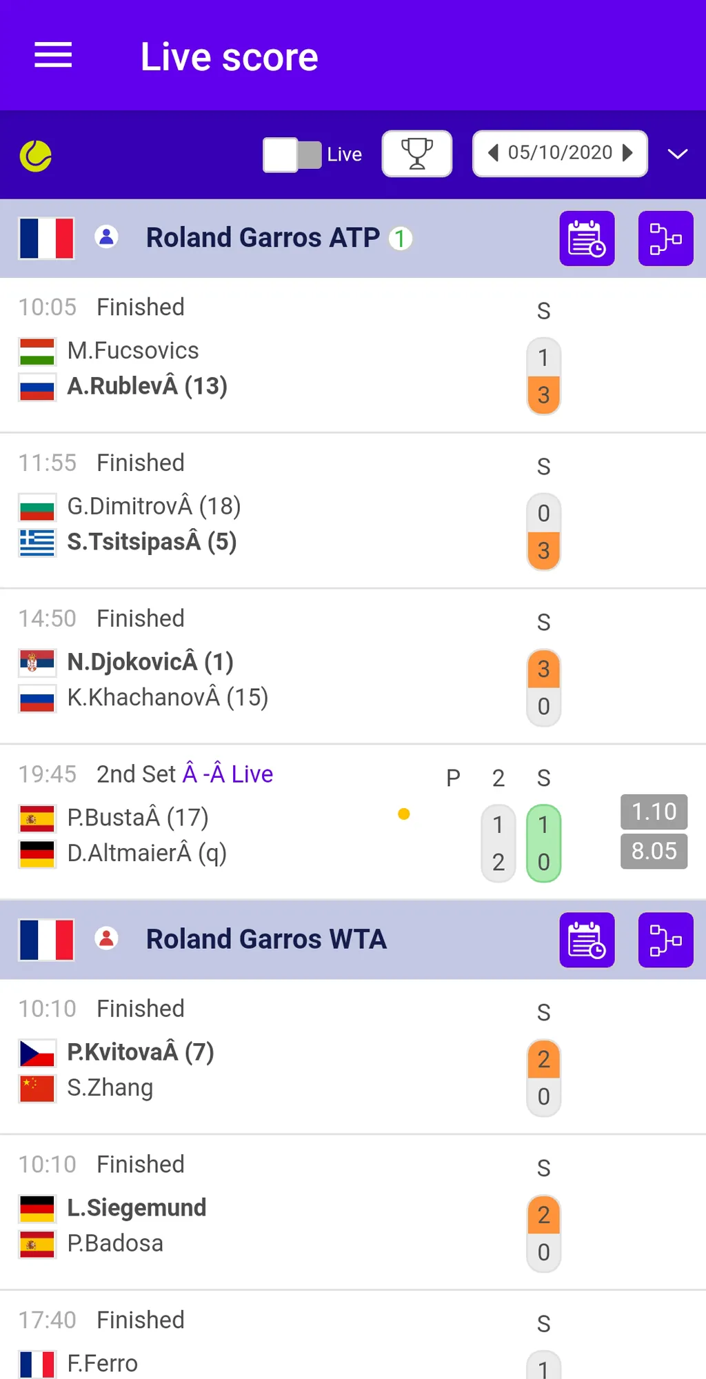 Tennis Live Scores | Indus Appstore | Screenshot