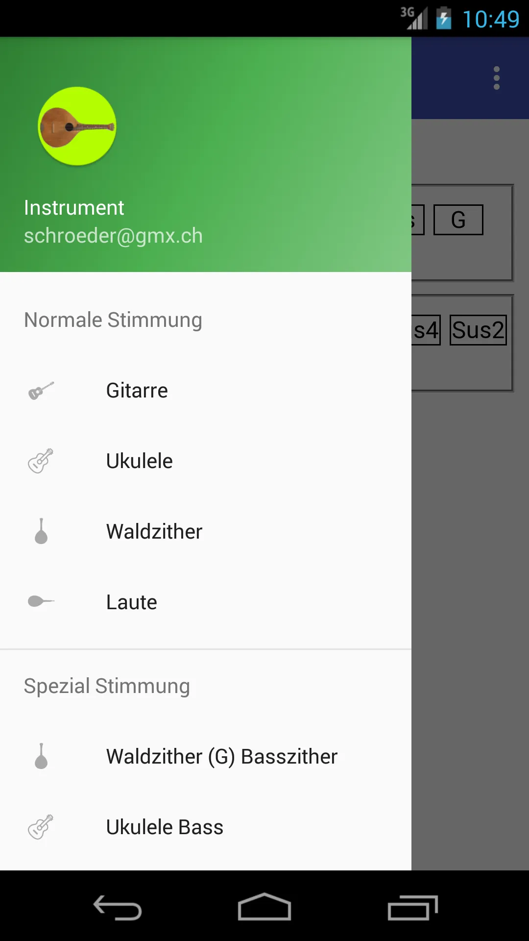 Grifftabelle z.B. Waldzither | Indus Appstore | Screenshot