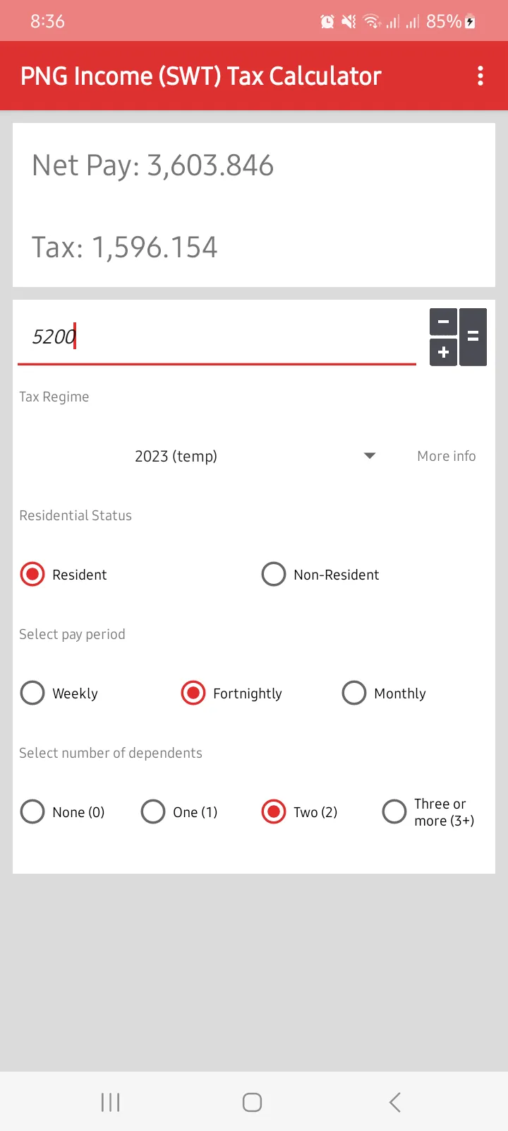 PNG Income Tax Calculator | Indus Appstore | Screenshot