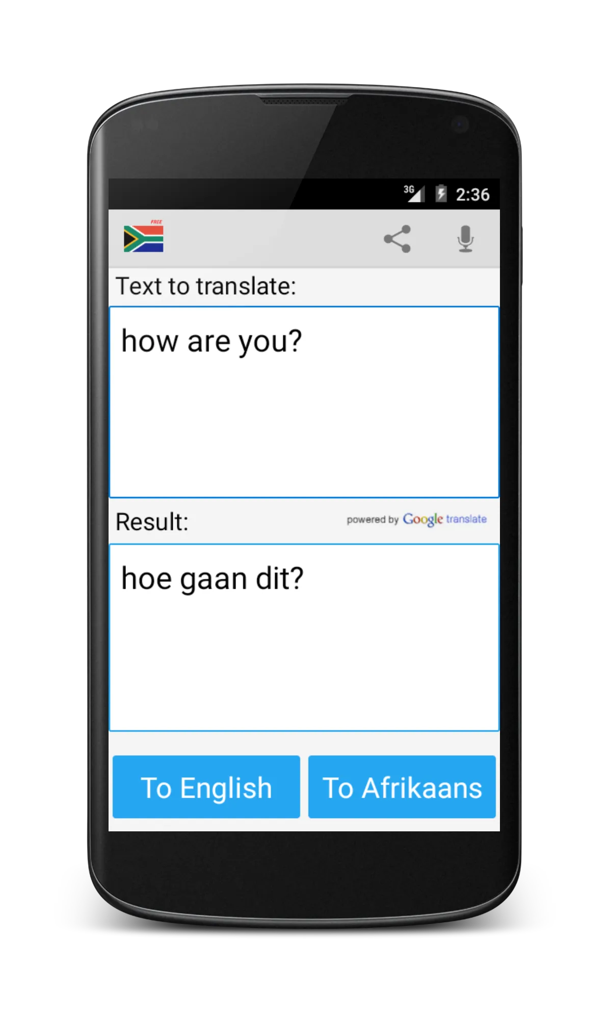 Afrikaans English Translator | Indus Appstore | Screenshot