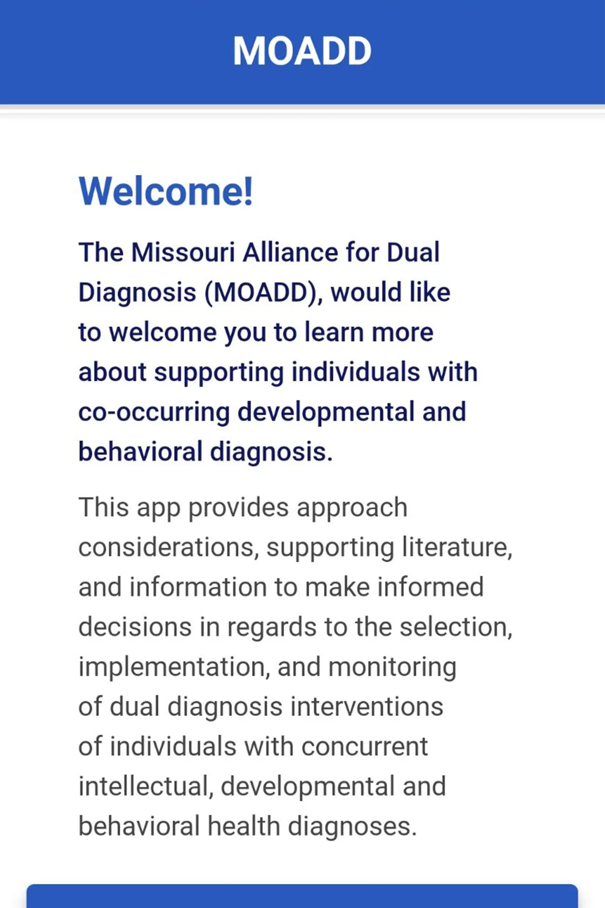 MO Alliance for Dual Diagnosis | Indus Appstore | Screenshot