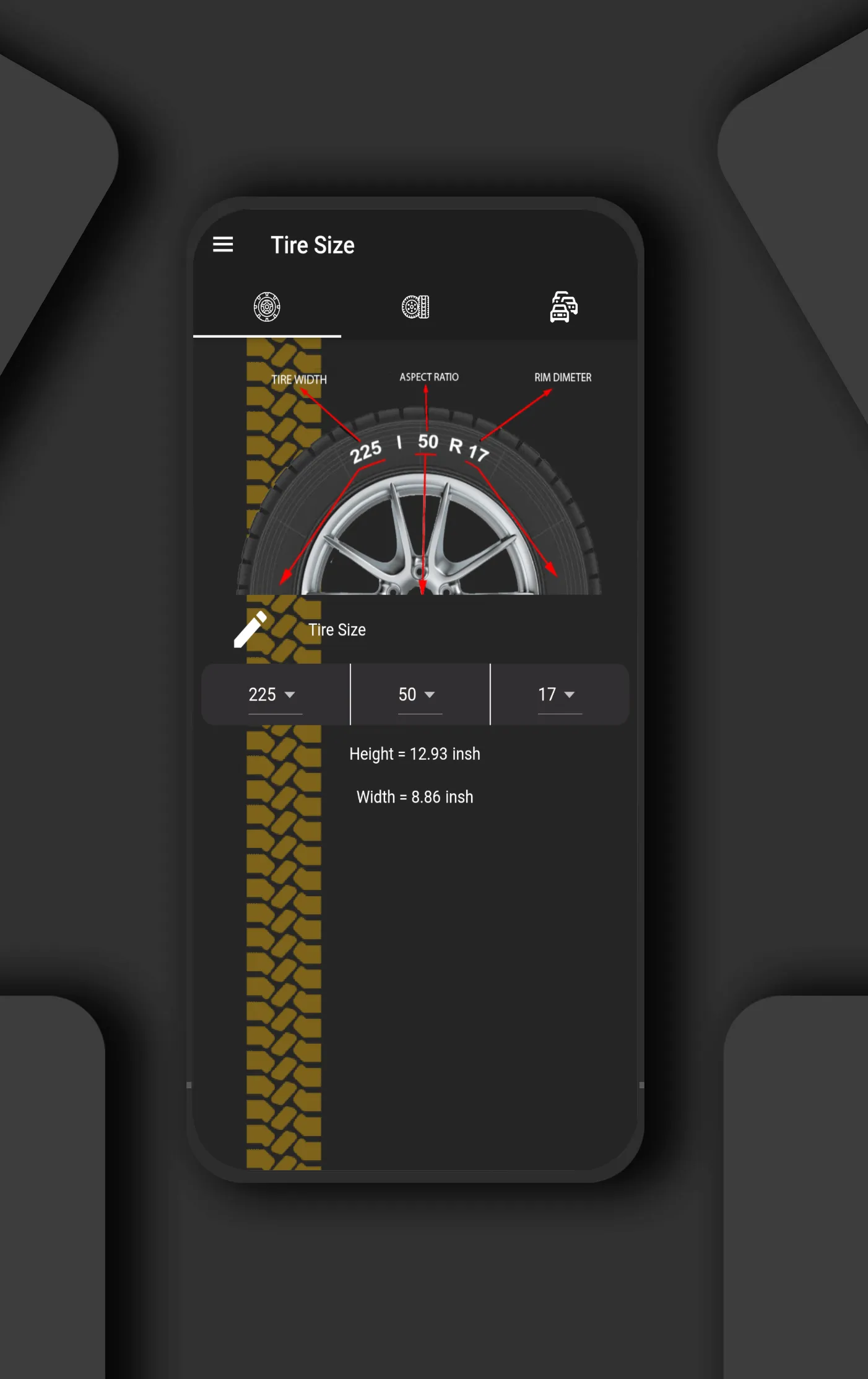 Tire Size | Indus Appstore | Screenshot