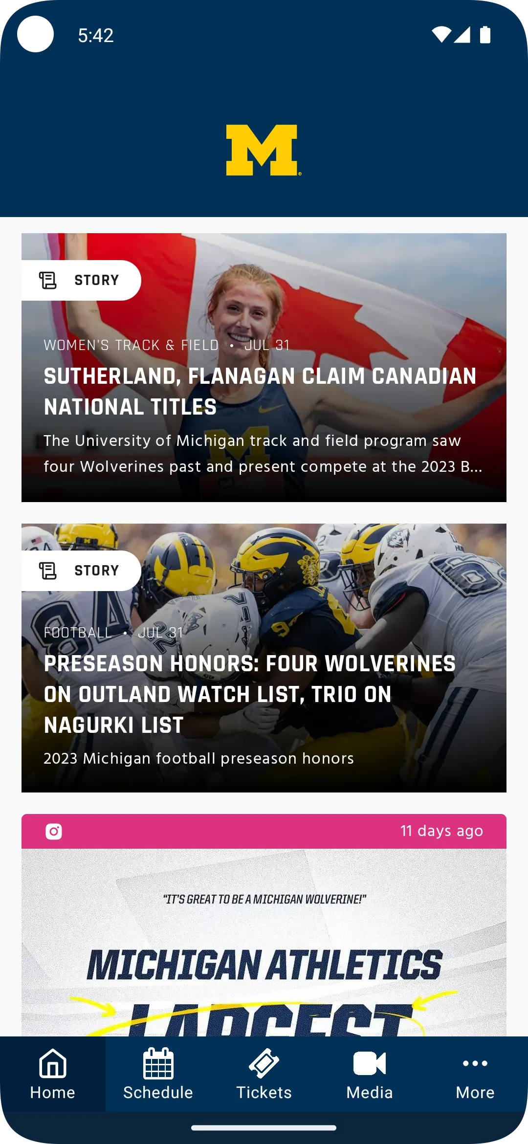 Michigan Athletics | Indus Appstore | Screenshot