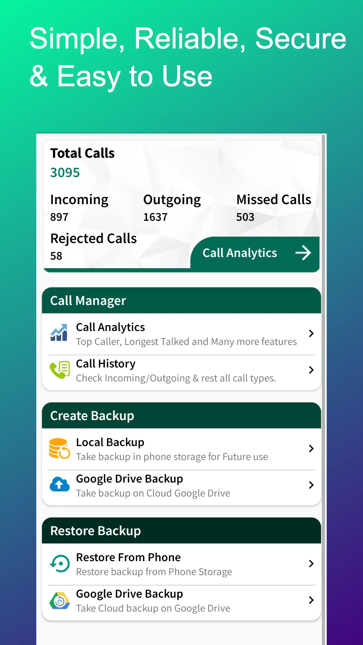 Call Analysis - Call Backup | Indus Appstore | Screenshot