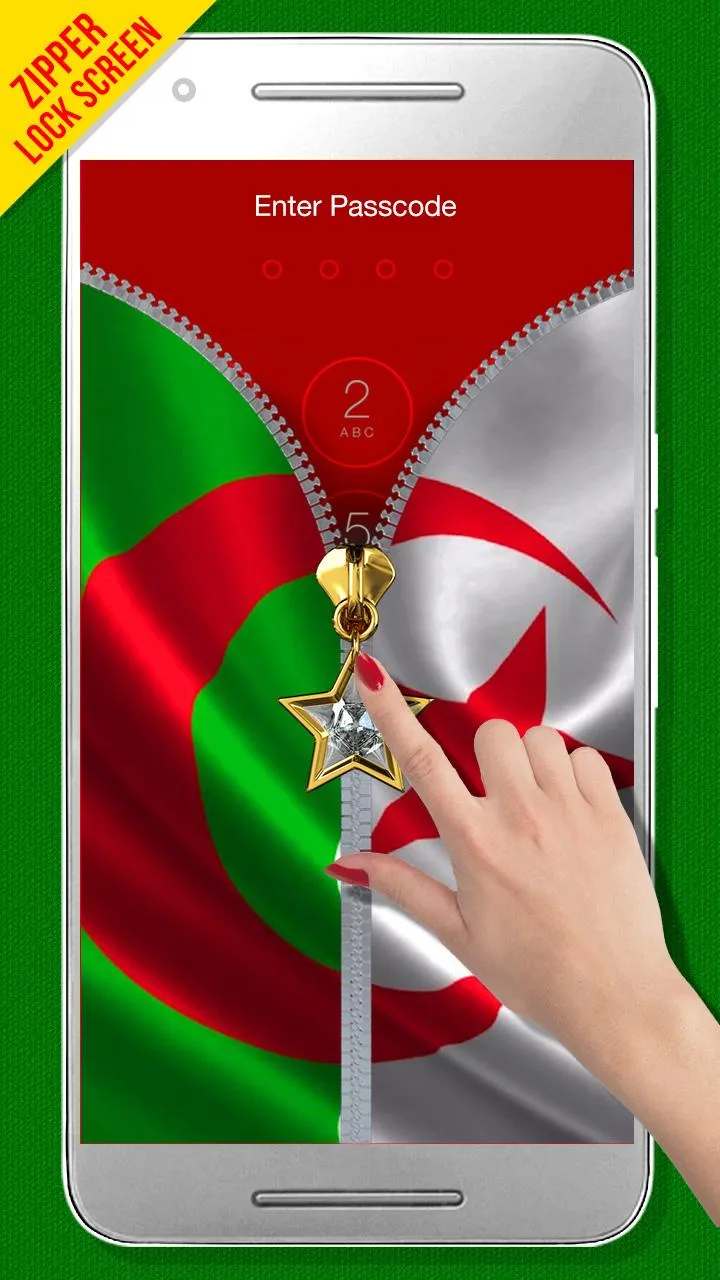 Algeria Flag Zipper LockScreen | Indus Appstore | Screenshot