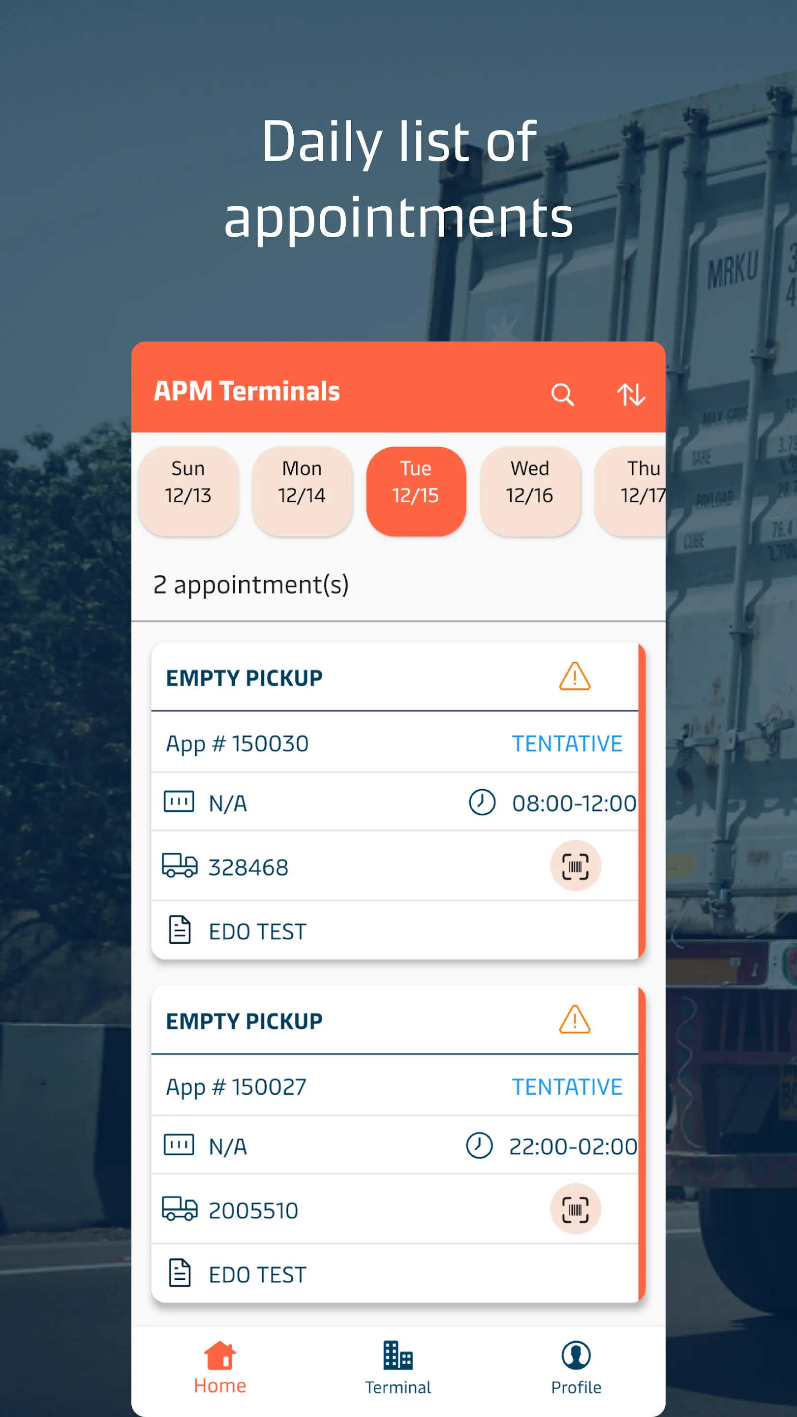 APMT TERMPoint Appointments | Indus Appstore | Screenshot