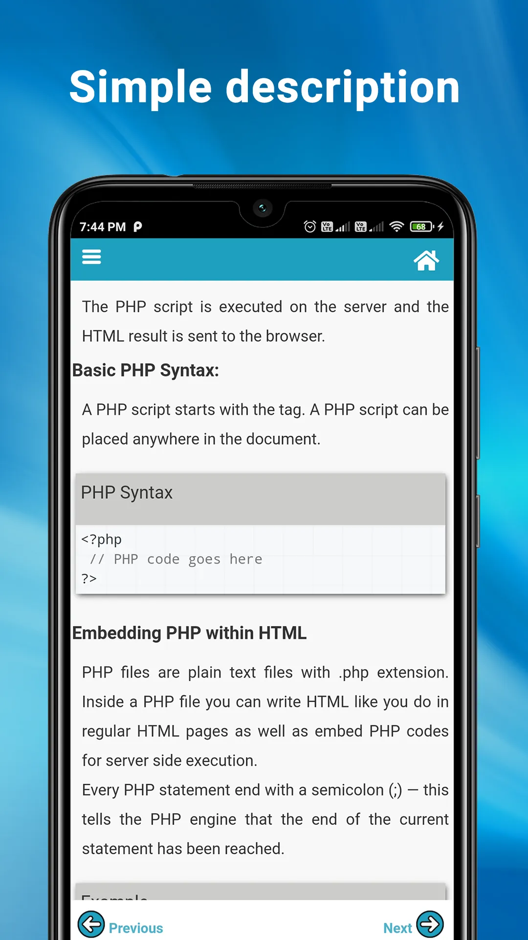 Learn PHP - Example and editor | Indus Appstore | Screenshot