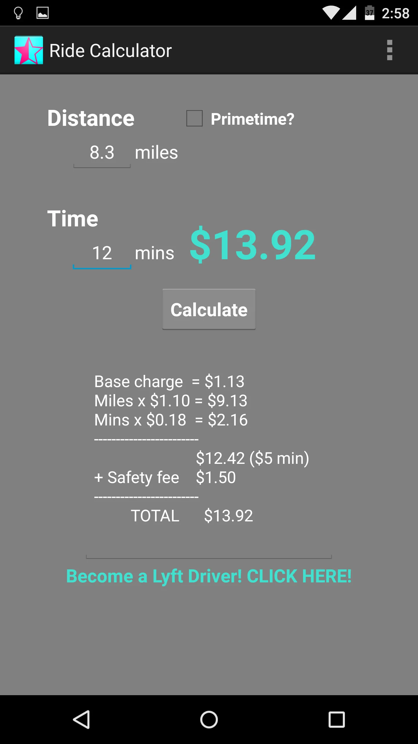 Ride Calculator for Lyft (DEFU | Indus Appstore | Screenshot