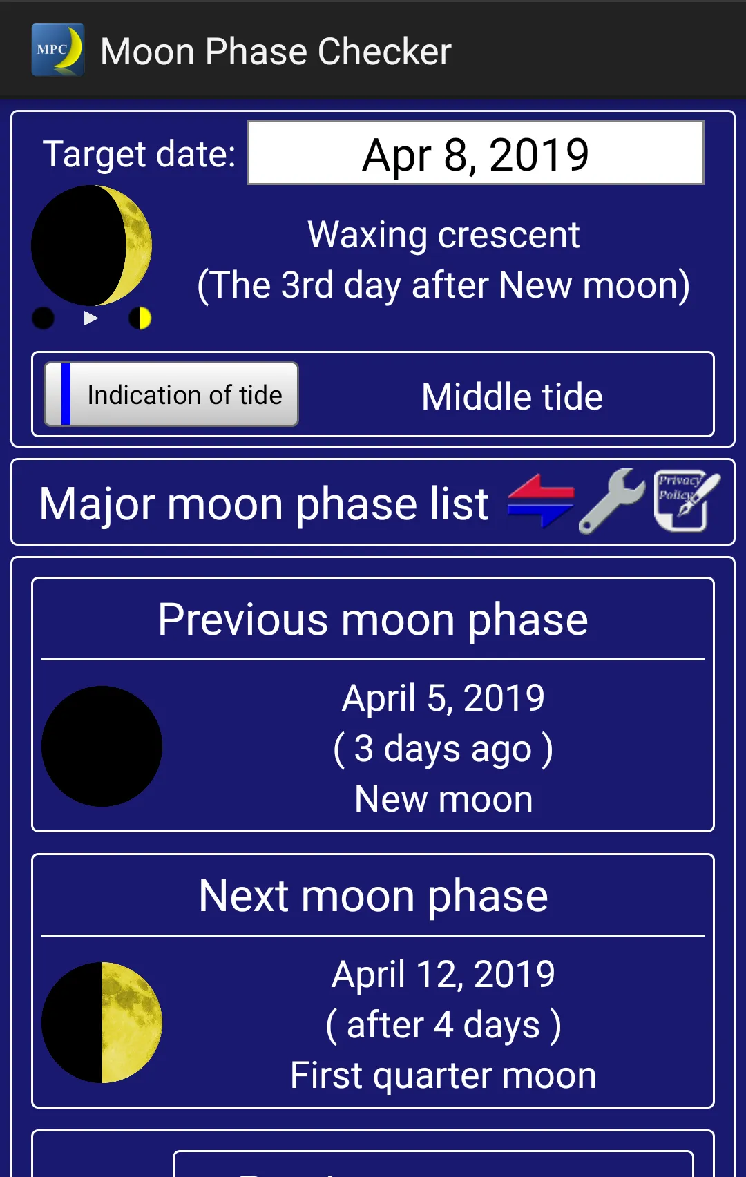 Moon Phase Checker | Indus Appstore | Screenshot