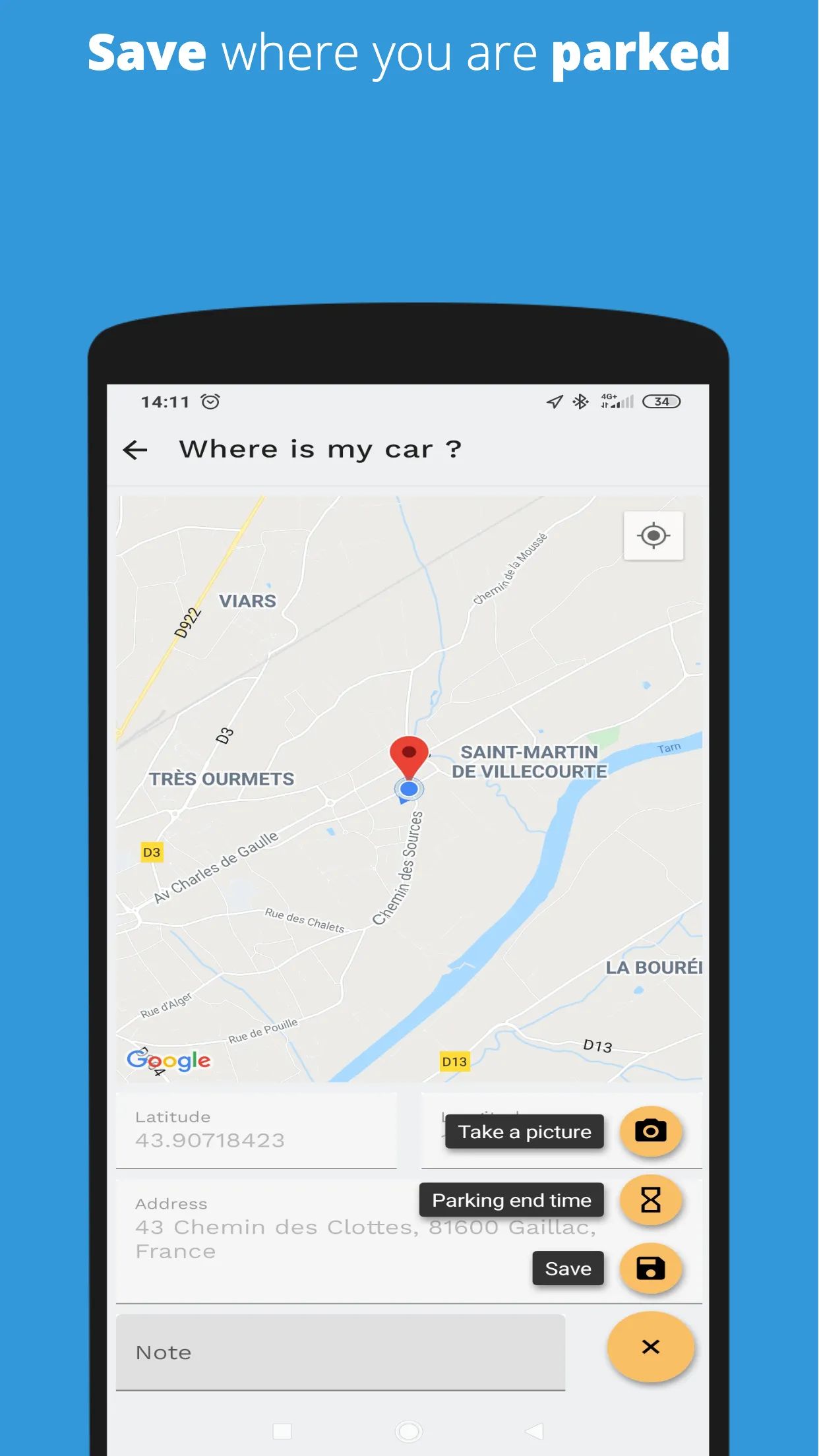 Where am i? Where am i parked? | Indus Appstore | Screenshot