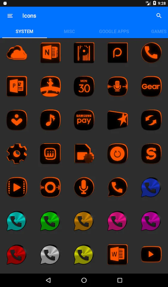 Flat Black and Orange IconPack | Indus Appstore | Screenshot