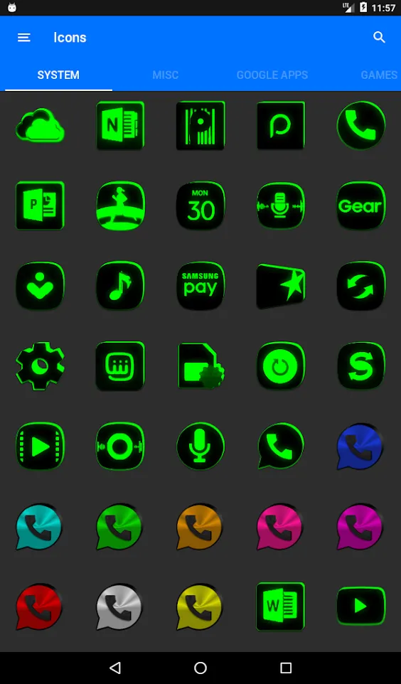 Flat Black and Green IconPack | Indus Appstore | Screenshot