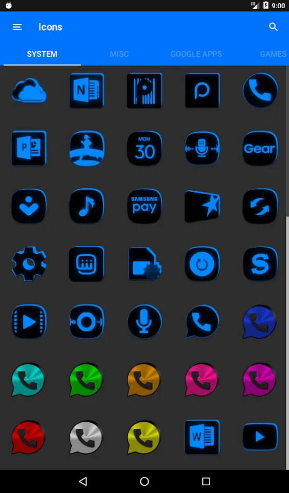 Flat Black and Blue Icon Pack | Indus Appstore | Screenshot