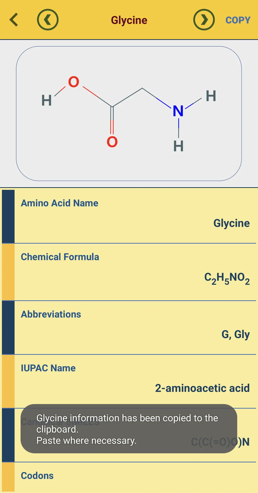 RNA Codon Table (Genetic Code  | Indus Appstore | Screenshot