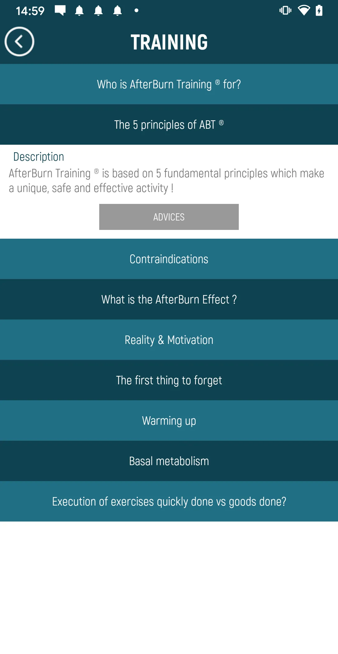 AfterBurn Training ® | Indus Appstore | Screenshot