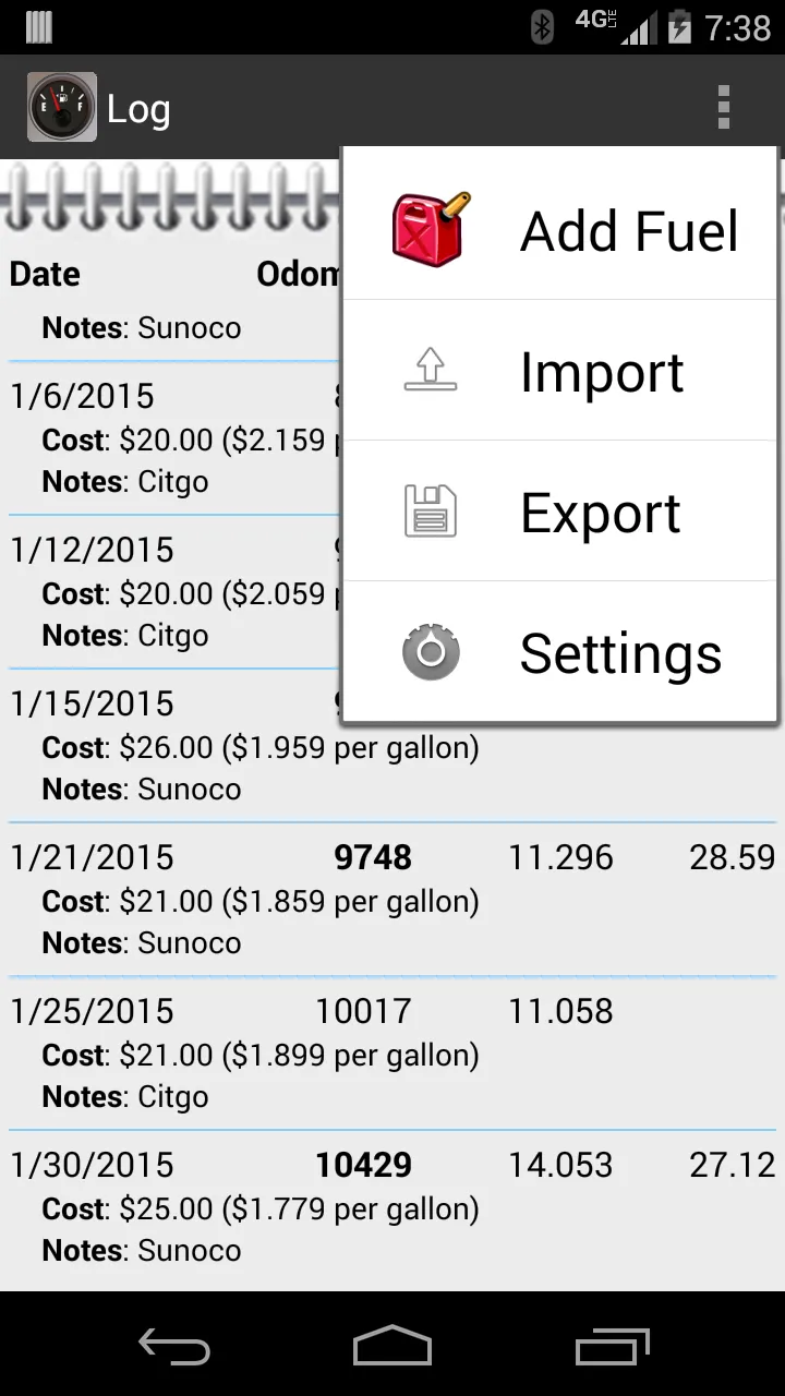 FillUp - Gas Mileage Log | Indus Appstore | Screenshot