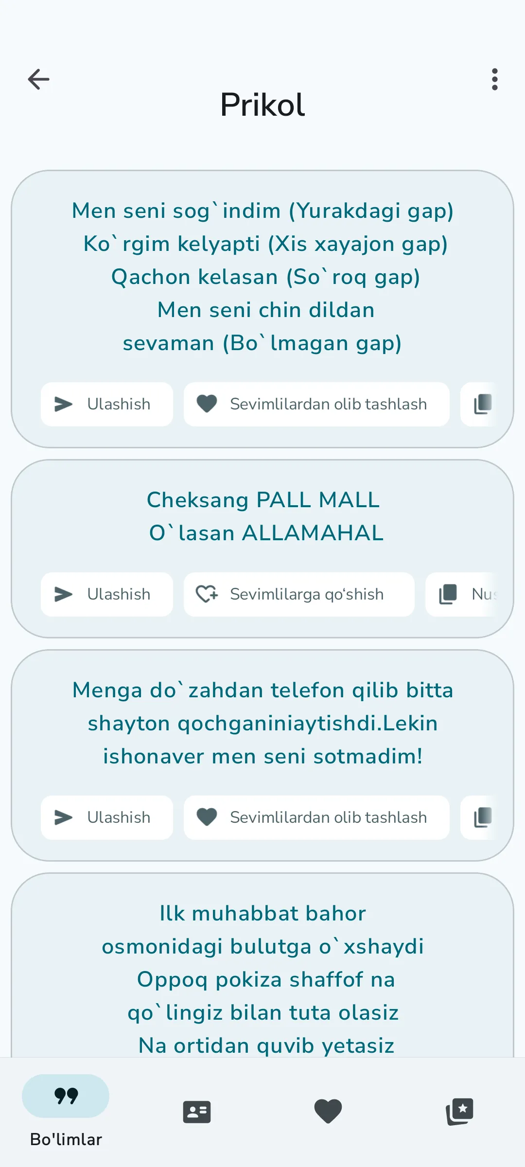 Uzbek SMS Sherlar, Statuslar | Indus Appstore | Screenshot