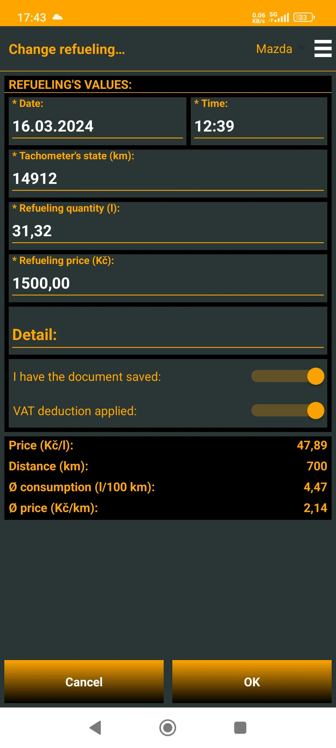 Jimys Fuel+Costs+LogBook | Indus Appstore | Screenshot