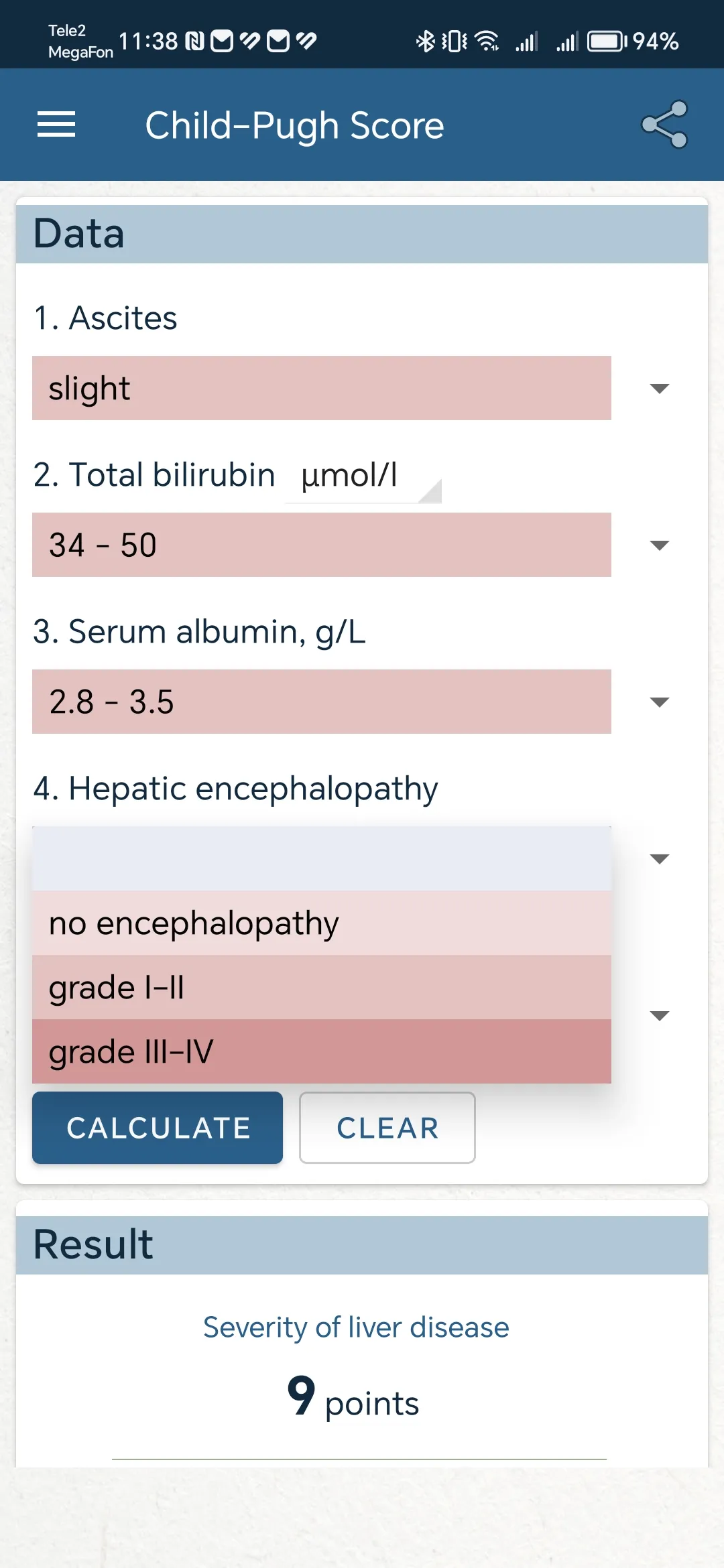 Child-Pugh score | Indus Appstore | Screenshot