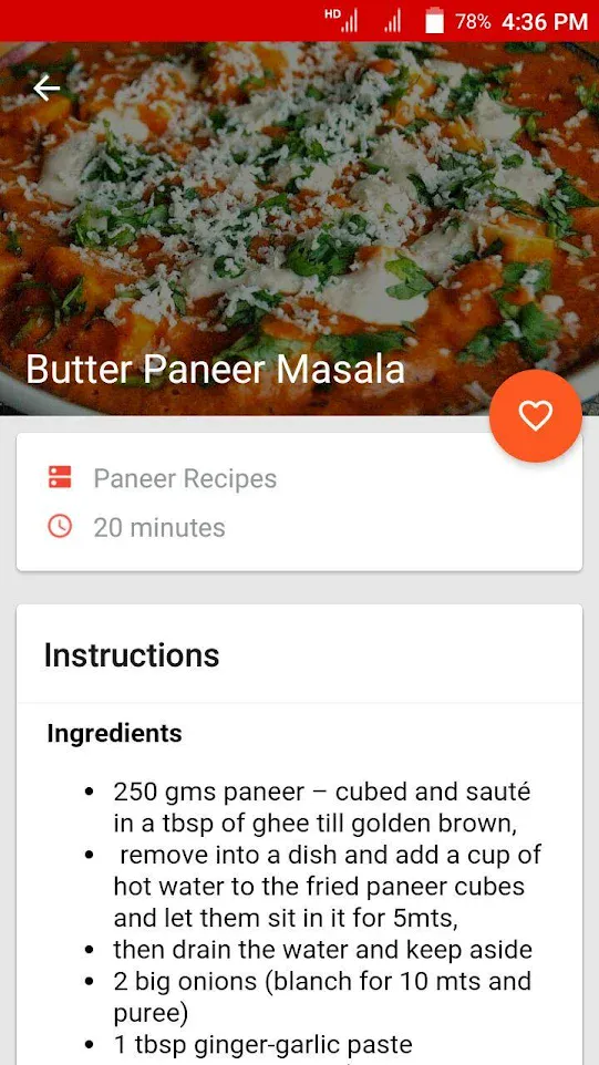 Paneer Recipes Collection | Indus Appstore | Screenshot