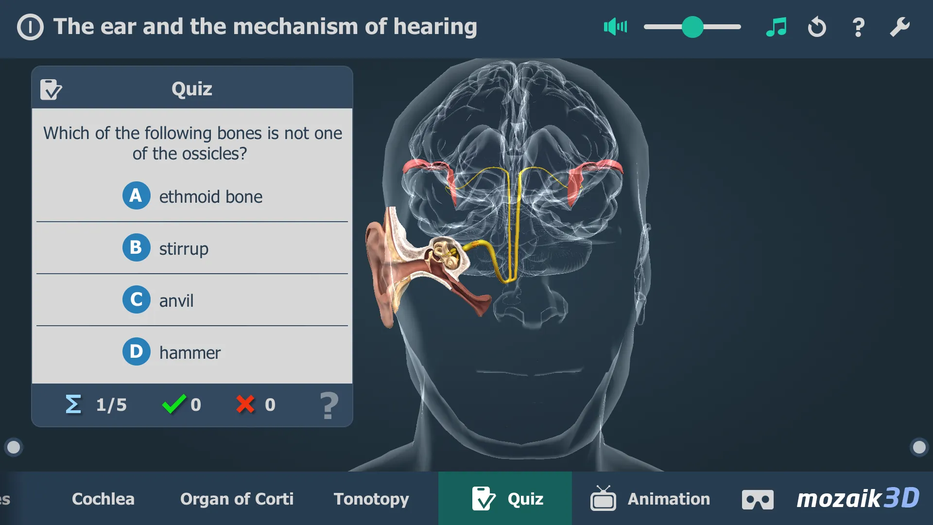 The mechanism of hearing 3D | Indus Appstore | Screenshot