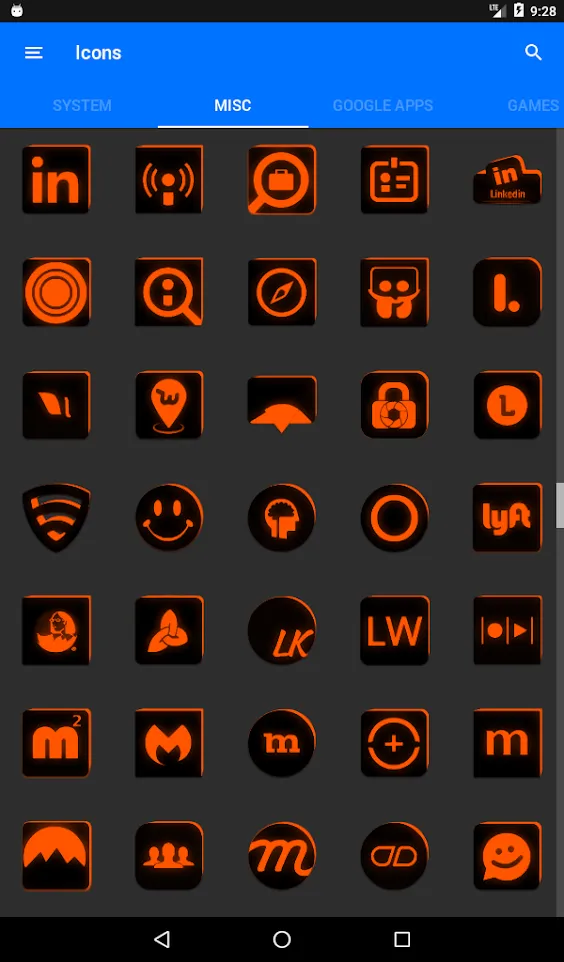 Flat Black and Orange IconPack | Indus Appstore | Screenshot