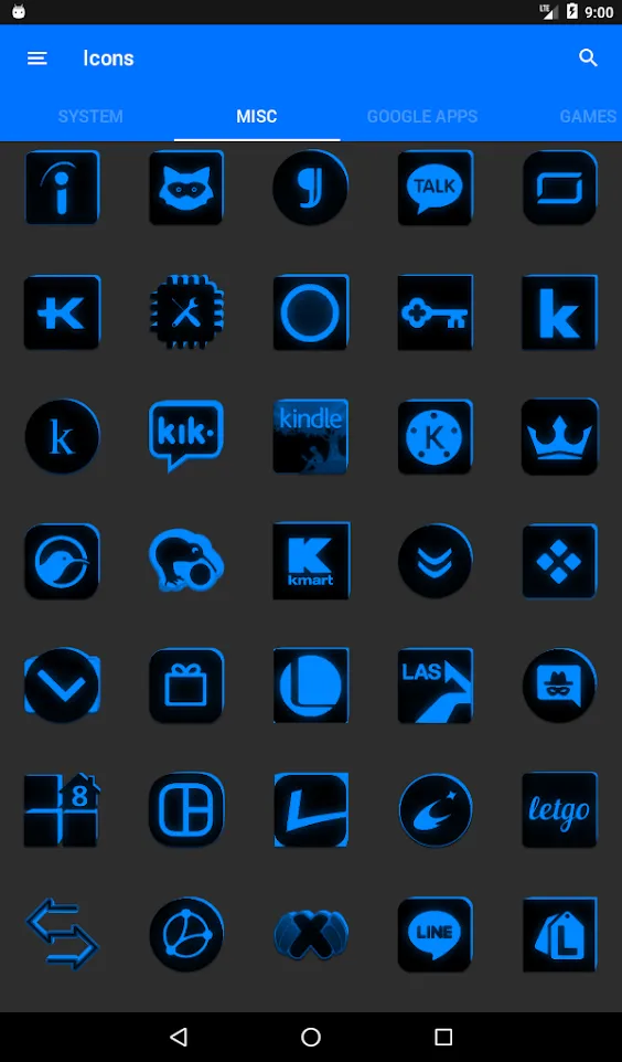 Flat Black and Blue Icon Pack | Indus Appstore | Screenshot