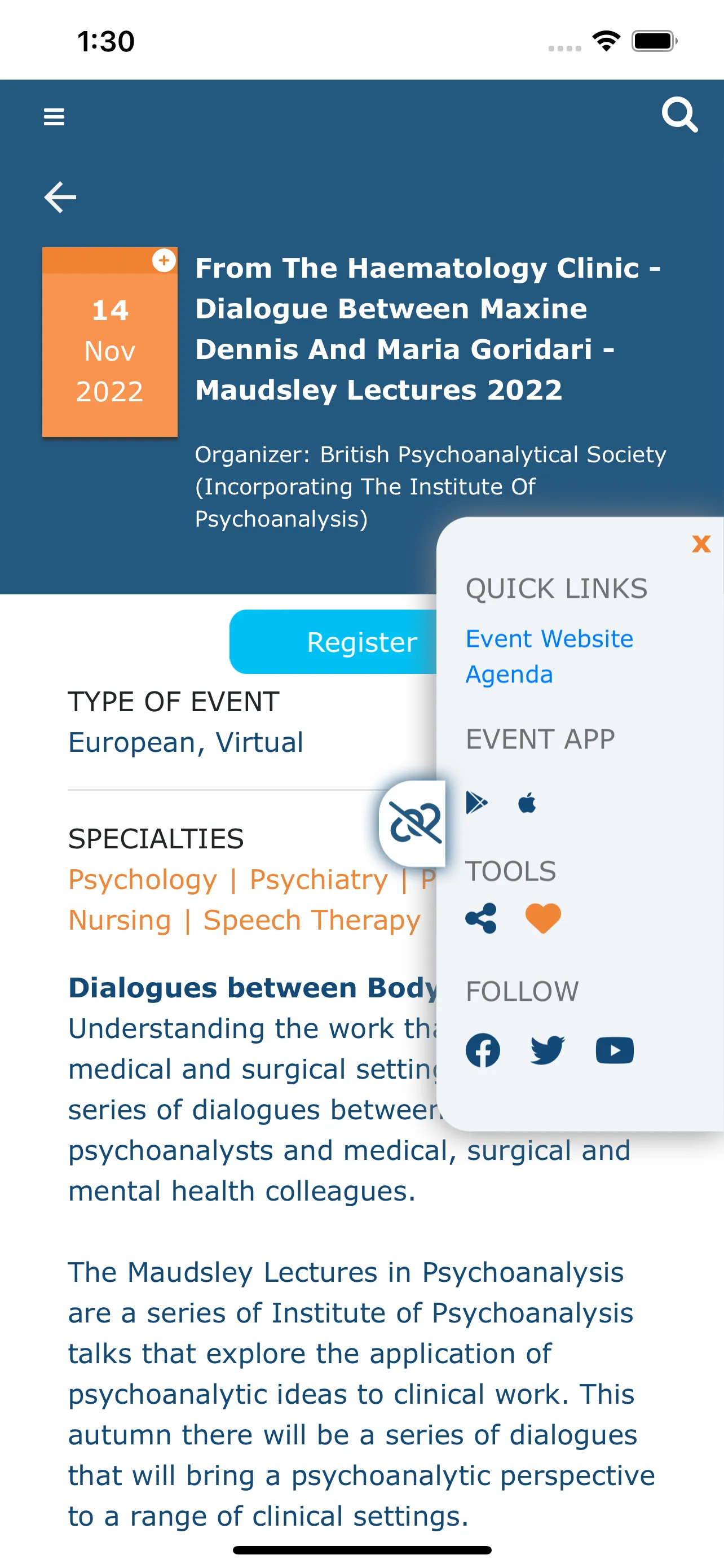 mConferences Medical Events | Indus Appstore | Screenshot