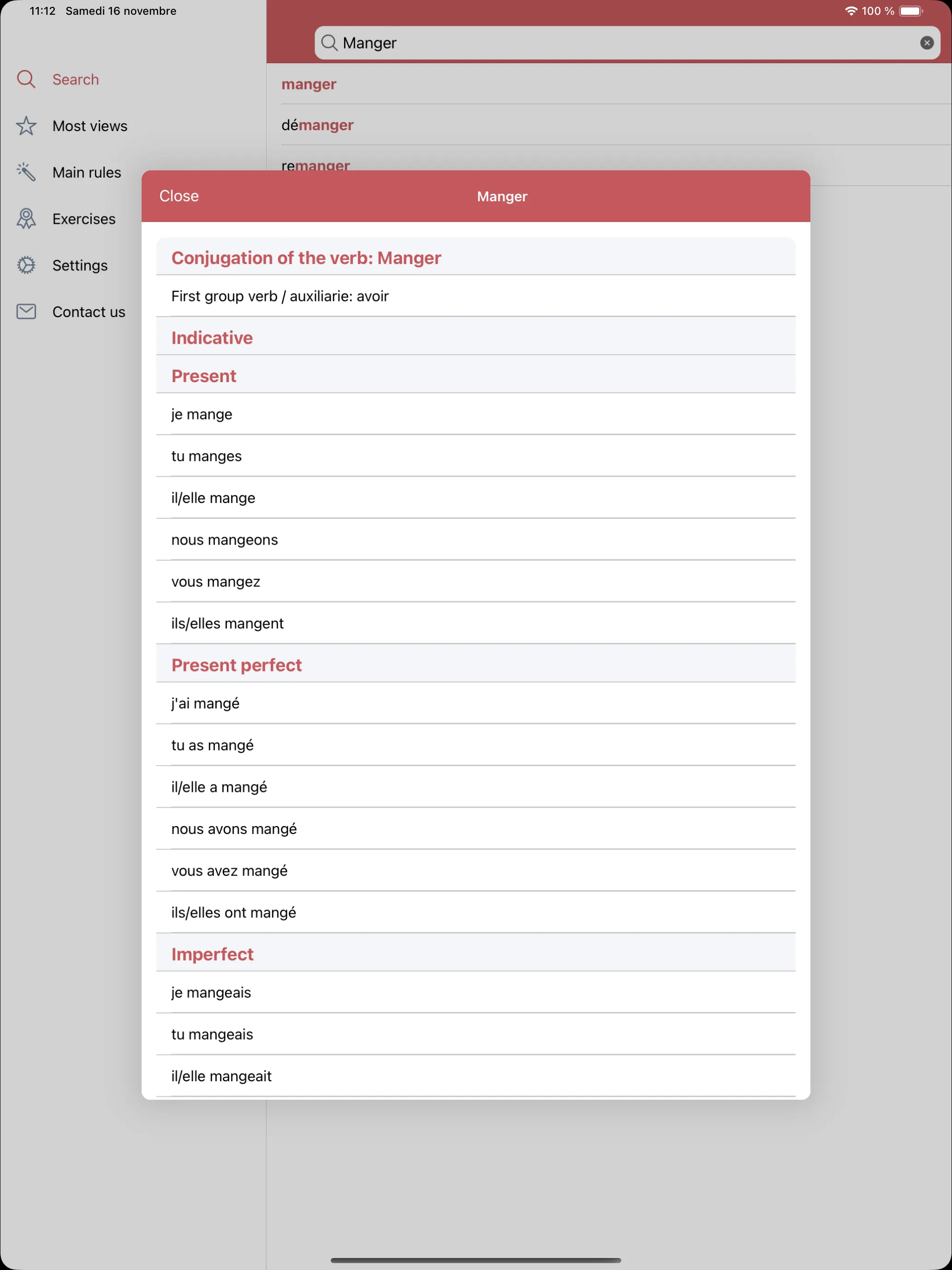 Conjugate French verbs | Indus Appstore | Screenshot