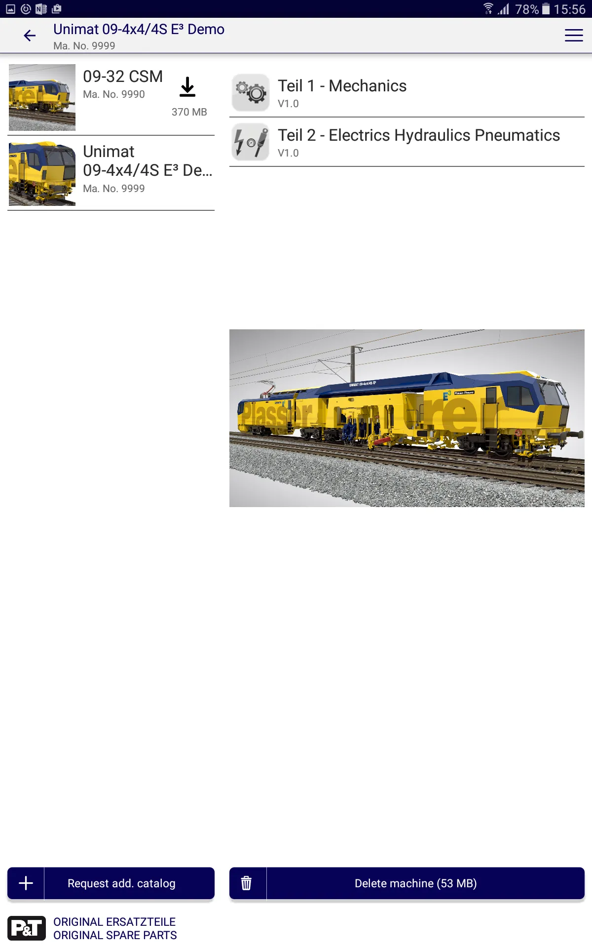 Plasser & Theurer SmartCatalog | Indus Appstore | Screenshot