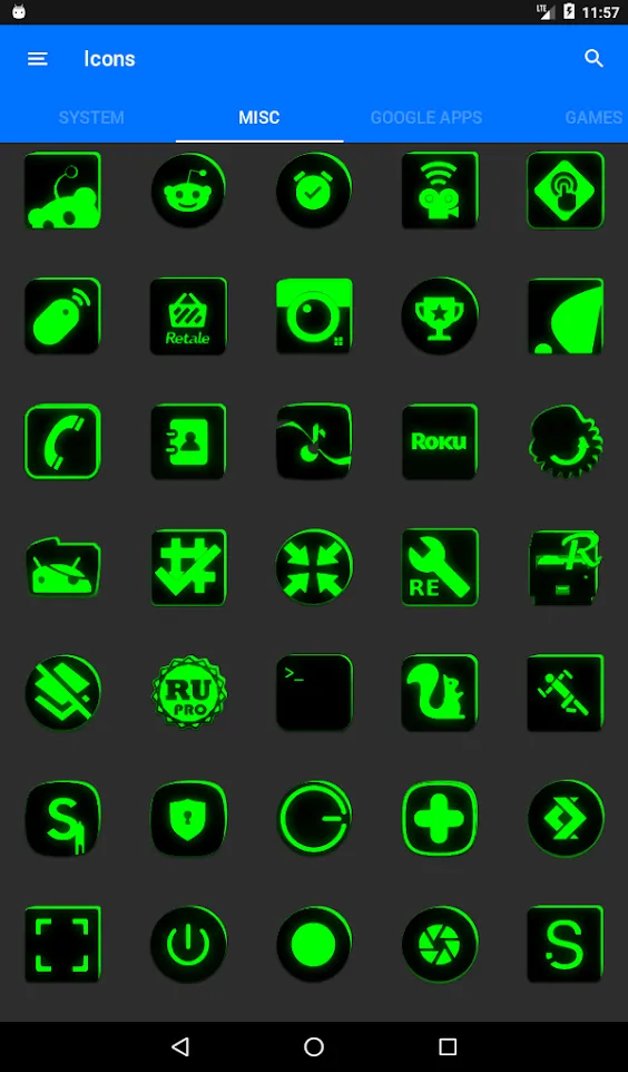 Flat Black and Green IconPack | Indus Appstore | Screenshot