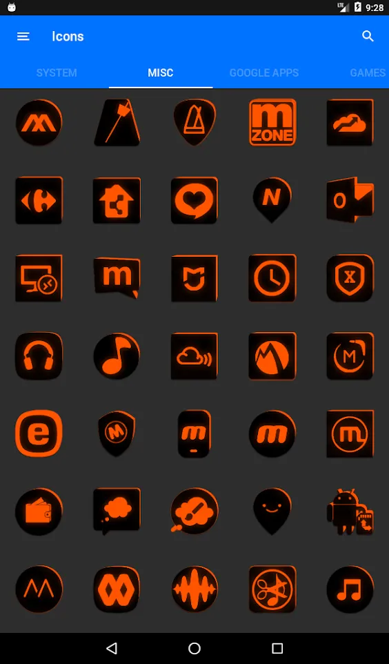 Flat Black and Orange IconPack | Indus Appstore | Screenshot