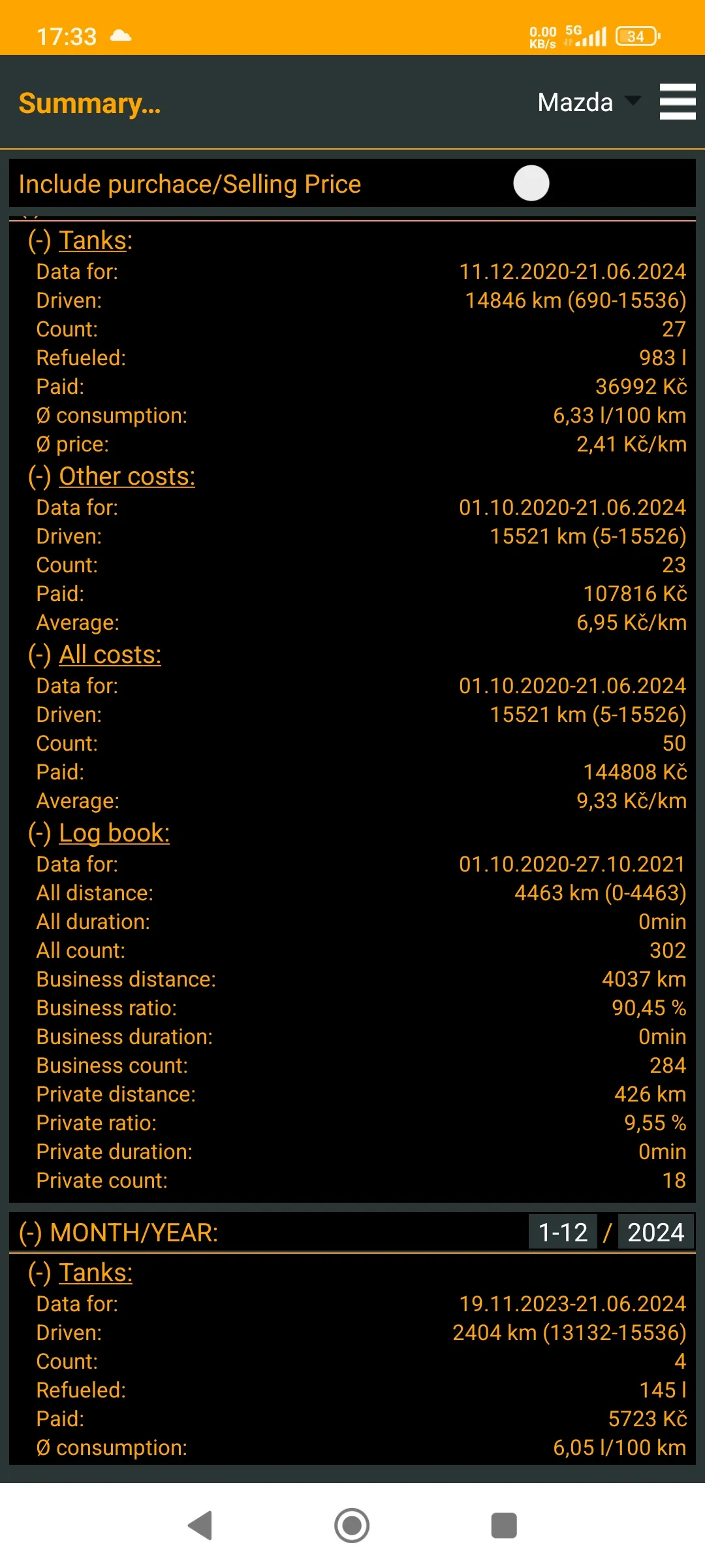 Jimys Fuel+Costs+LogBook | Indus Appstore | Screenshot