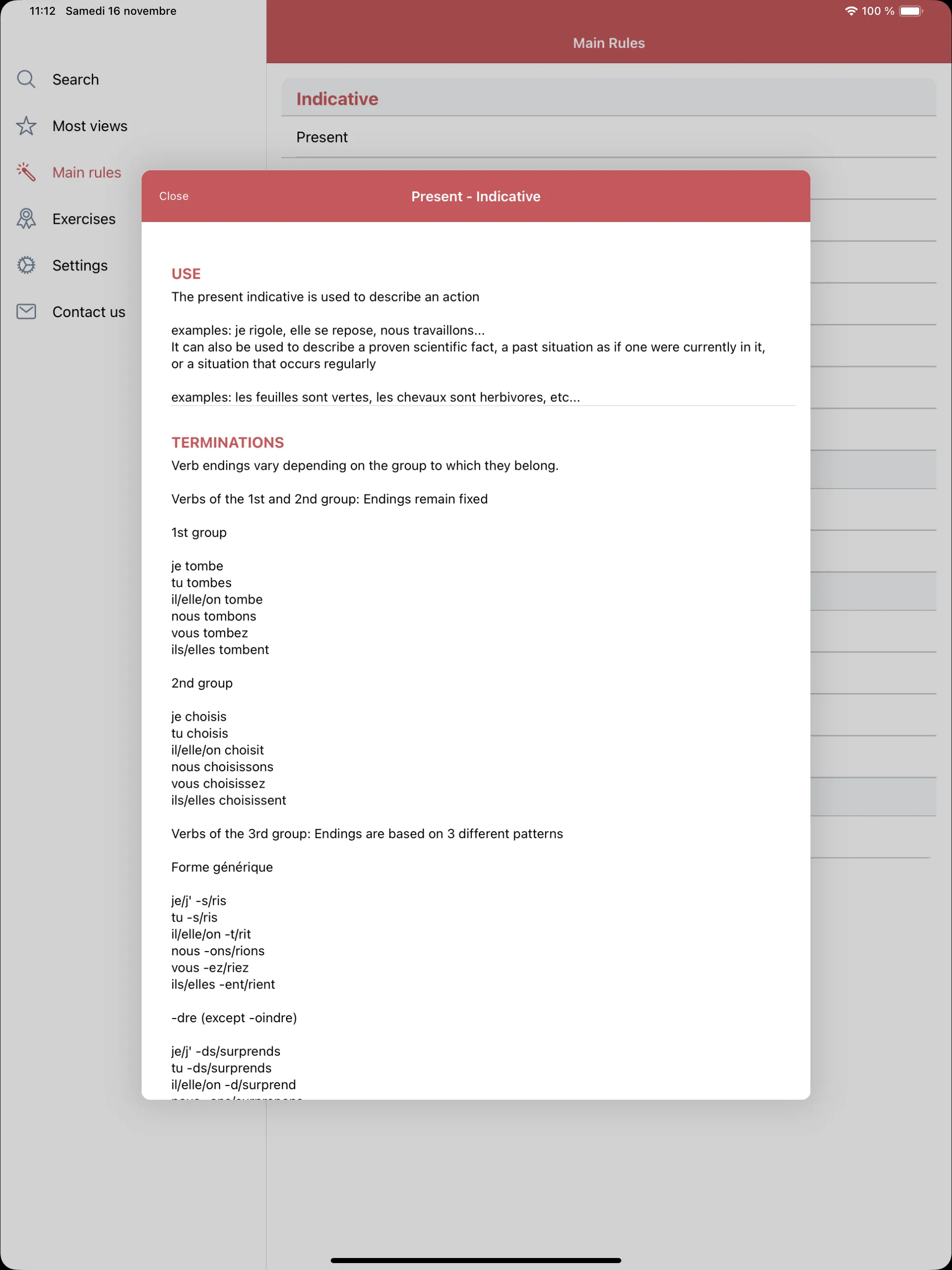 Conjugate French verbs | Indus Appstore | Screenshot